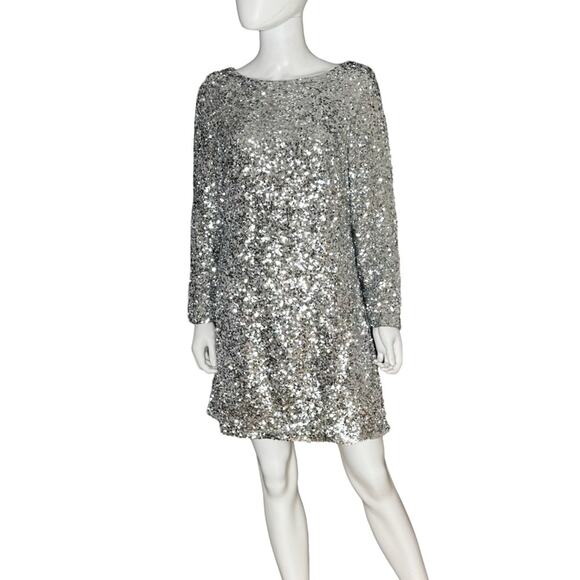 Sachin & Babi Cameron Sequin Dress In Silver Women’s Sz 10 NWT - Picture 2 of 7